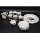 An 'RHS Hooker's Fruit' coffee set. Including six coffee cups and saucers, two serving plates, a