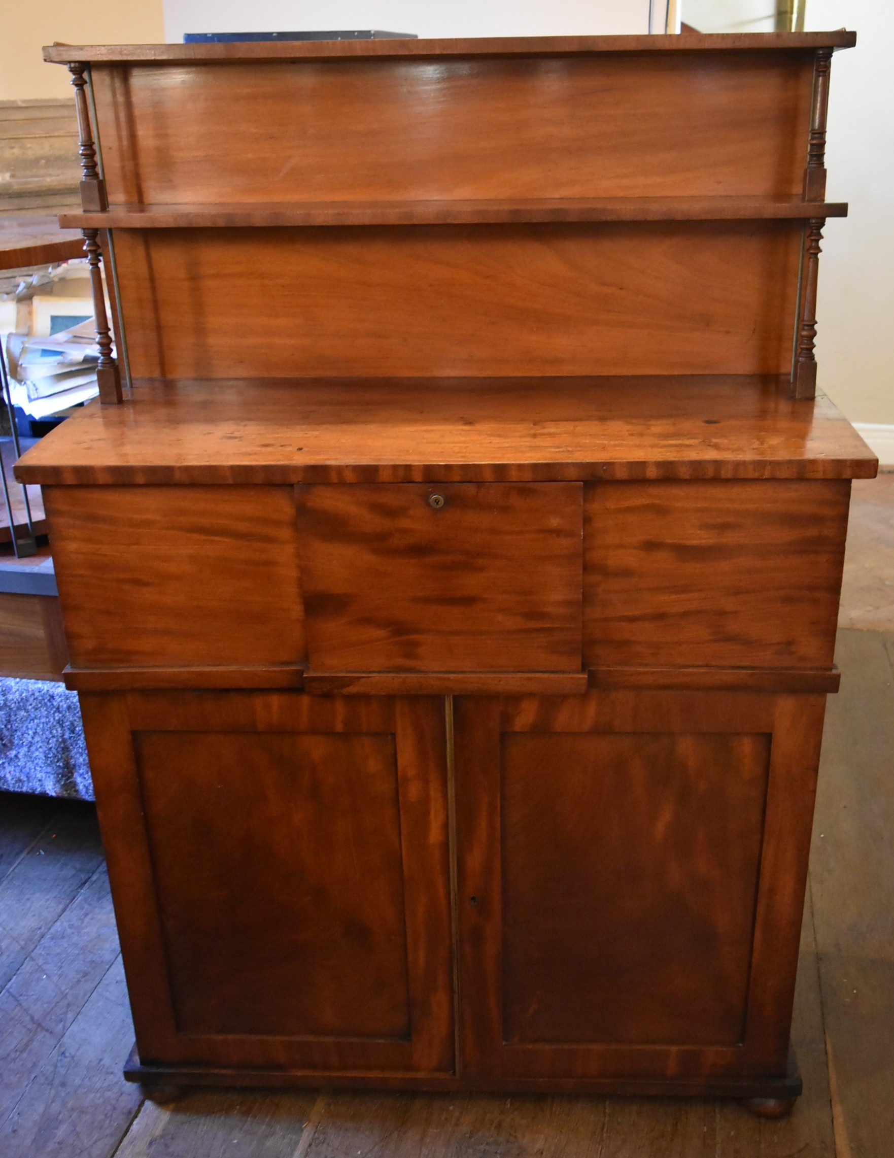 A 19th century mahogany chiffonier with raised and shelved upstand above deep frieze drawer and - Image 2 of 11