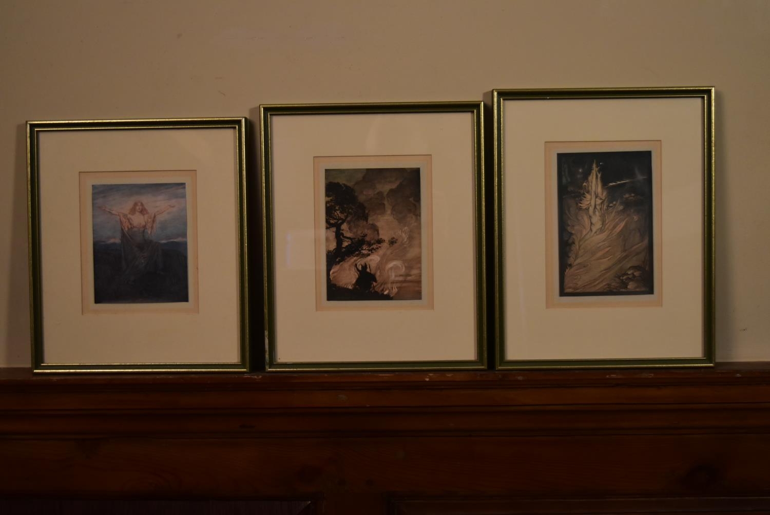 Arthur Rackham - Three framed and glazed early 20th century colour illustration plates from