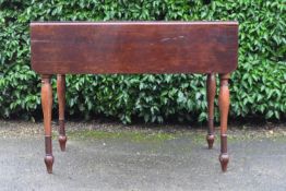 A 19th century mahogany Pembroke table. H.78 W.62 D.108cm (W.ext.108cm)