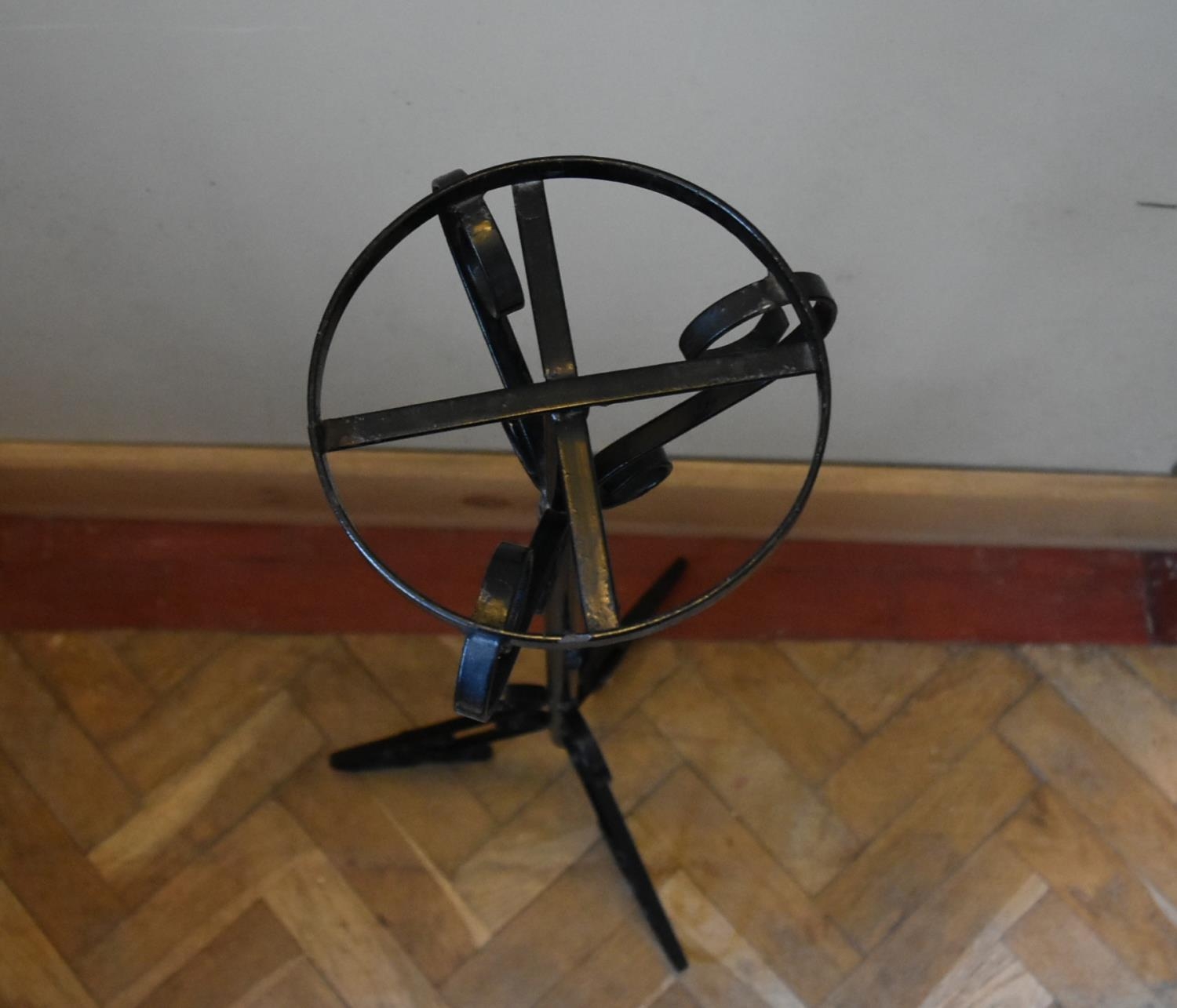 A wrought iron lamp stand on scrolling tripod base. H.105 Dia.18cm - Image 4 of 6