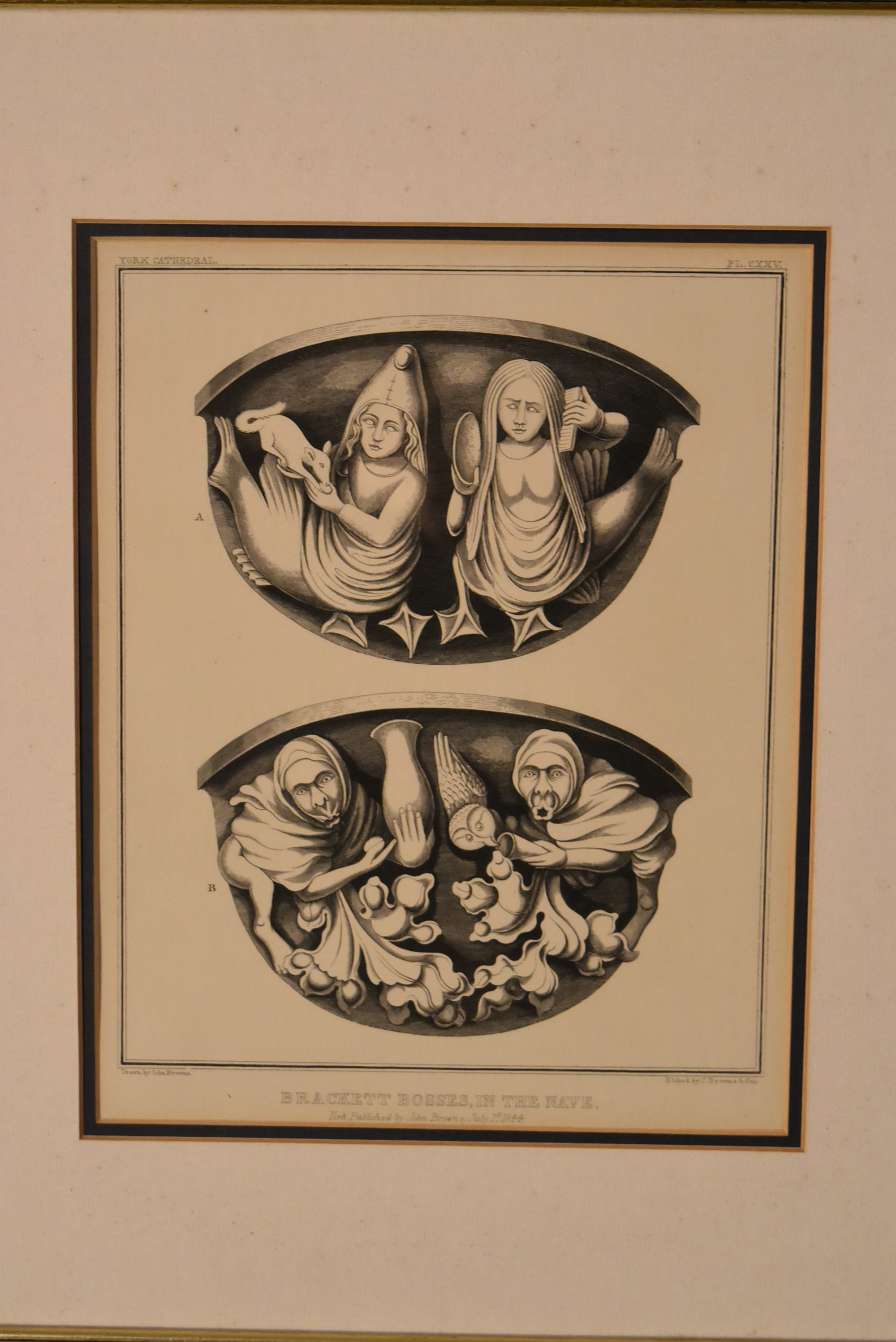 A set of three framed and glazed prints showing Gothic architectural carvings from York Cathedral, - Image 13 of 17