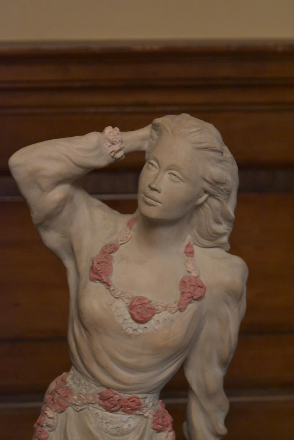Alice Heath - a plaster sculpture of a woman with painted detail, signed by artist. H.78 W.34cm - Image 5 of 7