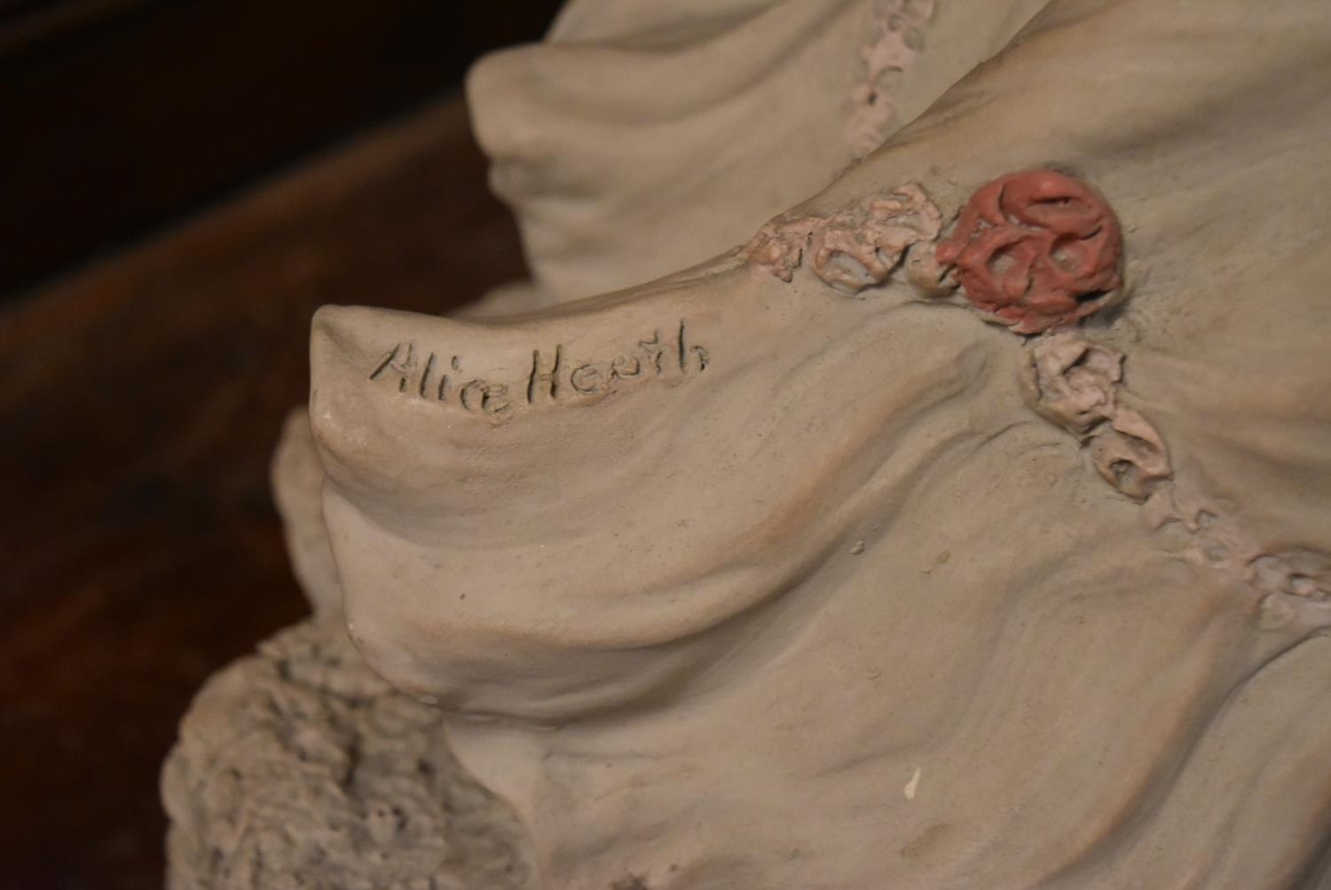 Alice Heath - a plaster sculpture of a woman with painted detail, signed by artist. H.78 W.34cm - Image 7 of 7