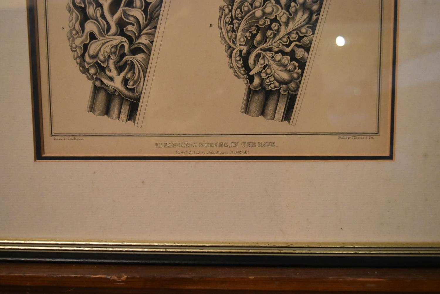 A set of three framed and glazed prints showing Gothic architectural carvings from York Cathedral, - Image 3 of 17