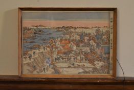 Framed and glazed print, Landscape at Mimeguri