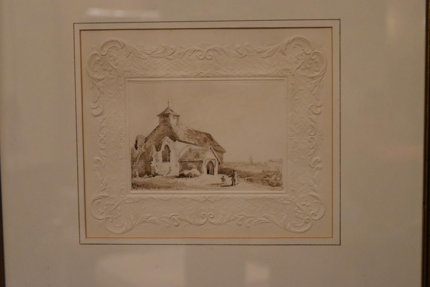James Holworthy OWS (1781-1841) A framed and glazed pencil and ink landscape sketch, label verso. - Image 2 of 6