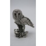 A silver filled Barn Owl figure by Comyns. Makers label to the base. Hallmarked. Gross weight 220g