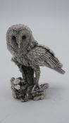 A silver filled Barn Owl figure by Comyns. Makers label to the base. Hallmarked. Gross weight 220g