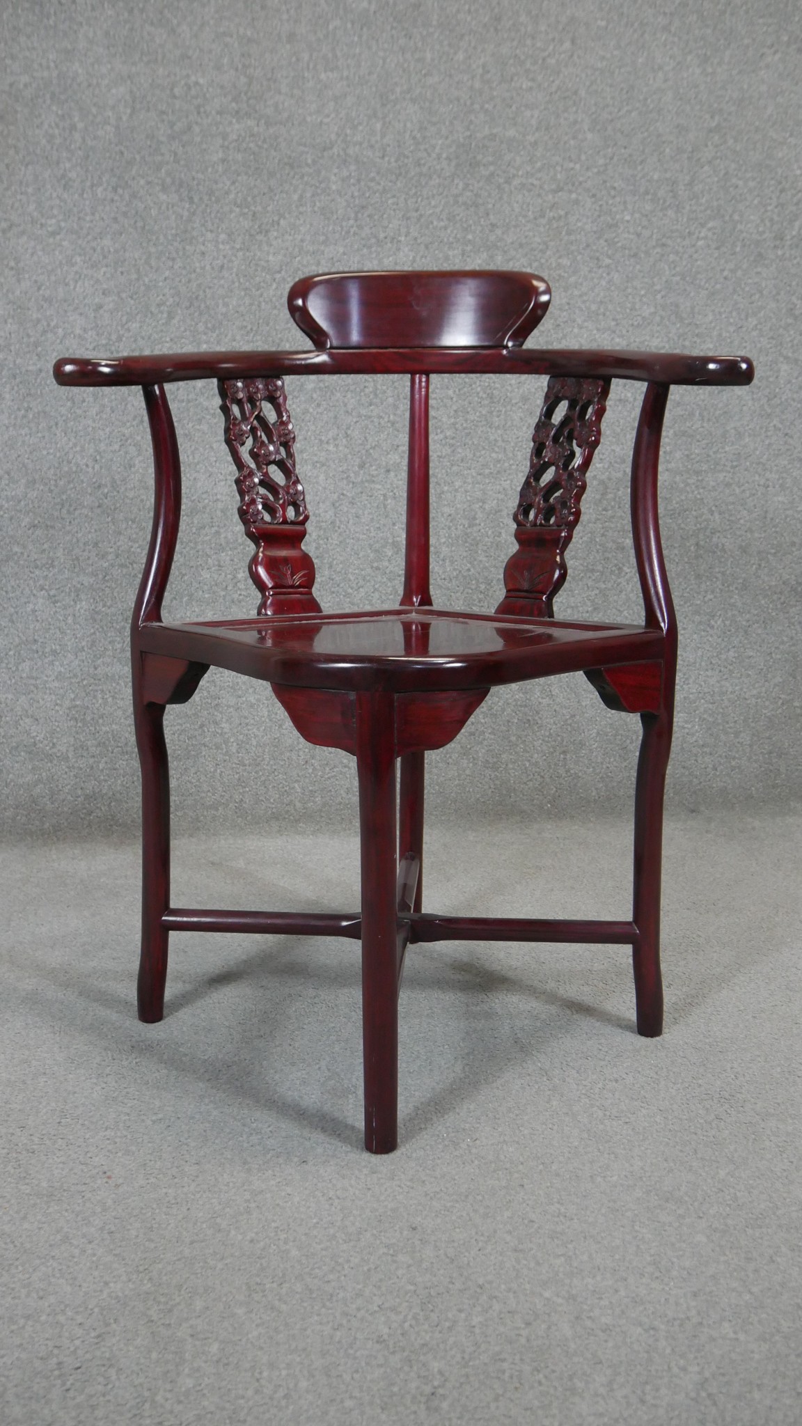 A Chinese hardwood corner armchair. - Image 2 of 3