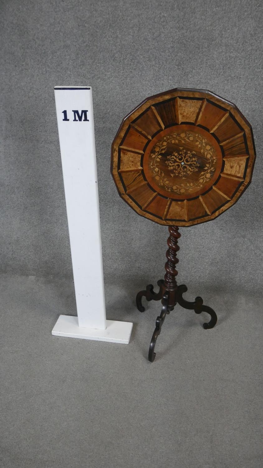 A 19th century parquetry inlaid specimen table with central floral marquetry section raised on - Image 3 of 4