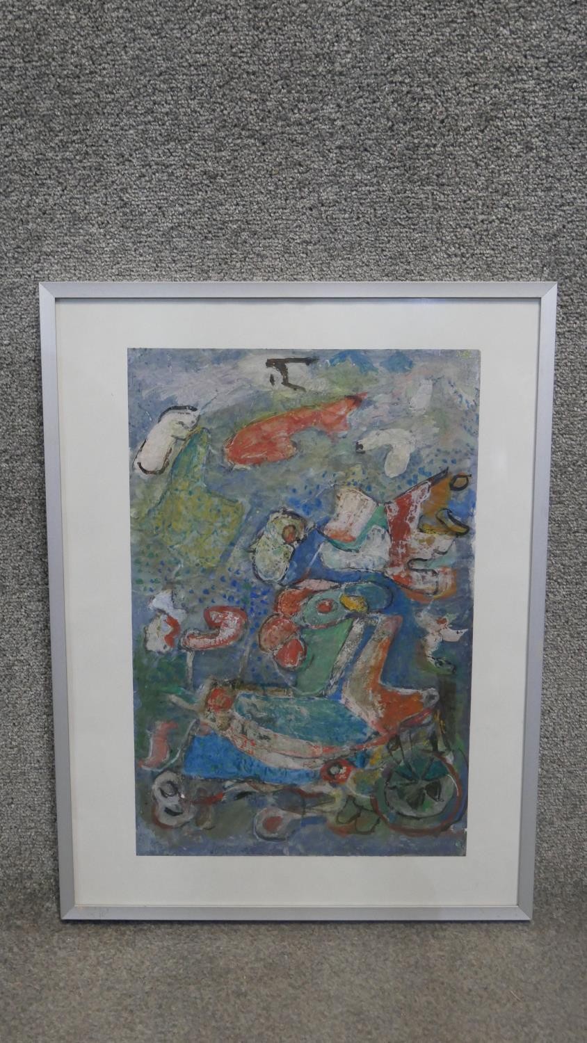 A framed and glazed watercolour, abstract study, inscribed Joan Chapman, Paris 1988 to the - Image 2 of 4