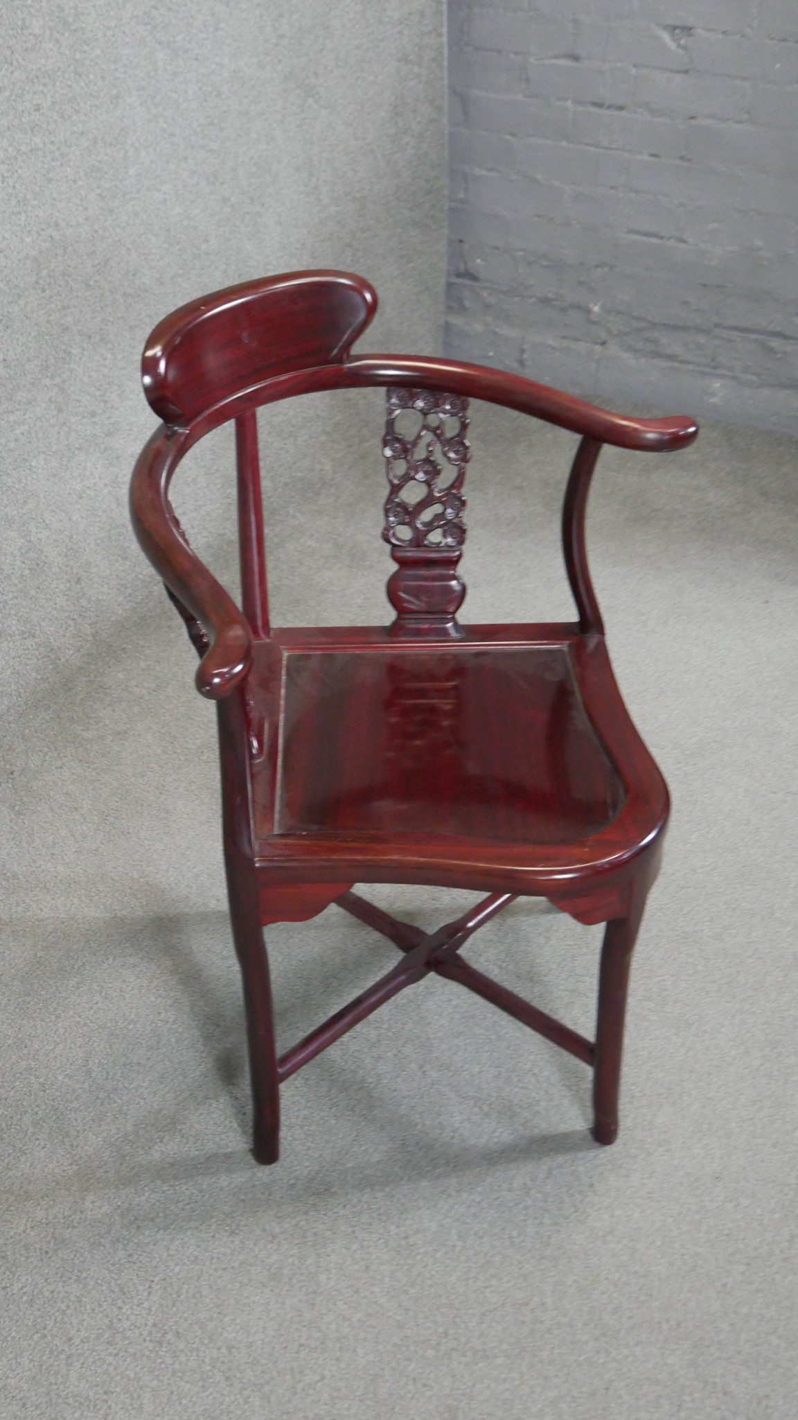 A Chinese hardwood corner armchair. - Image 3 of 3