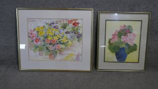 Two framed and glazed watercolour floral studies. H.55 W.63cm (Largest).