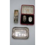 A cased set of Victorian silver salt and pepper shakers (one missing) by Horace Woodward & Co Ltd