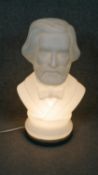 A light up white plastic bust of Giuseppe Verdi. H.50cm