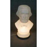 A light up white plastic bust of Giuseppe Verdi. H.50cm