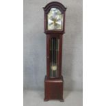A Georgian style longcase clock with steel and brass dial in mahogany case. H.168cm