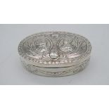 A Victorian oval repousse German hannau silver box with portraits of Marie Antoinette and Louis