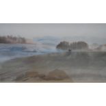 Leslie Charles Worth (1923 - 2009)- A framed and glazed watercolour landscape titled 'Evening Light,