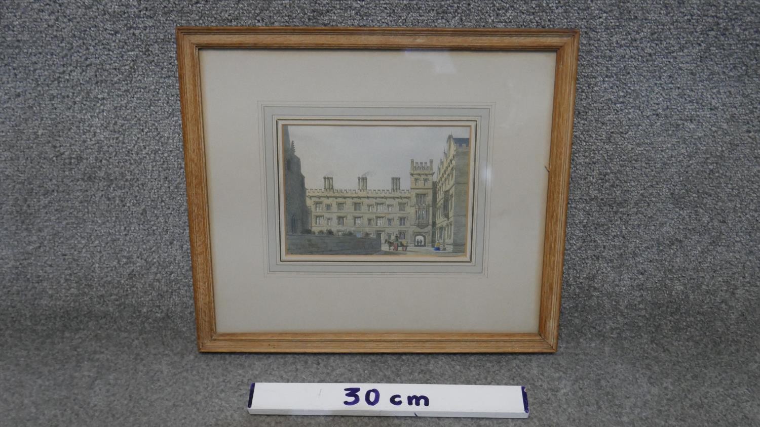 George Pyne (Circa 1800 - 1884) A framed and glazed watercolour of Pembroke College. LabeL verso. - Image 3 of 6