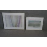 Two framed and glazed abstact watercolours, indistcintly signed. H.80 W.98 (Largest)