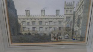 George Pyne (Circa 1800 - 1884) A framed and glazed watercolour of Pembroke College. LabeL verso.