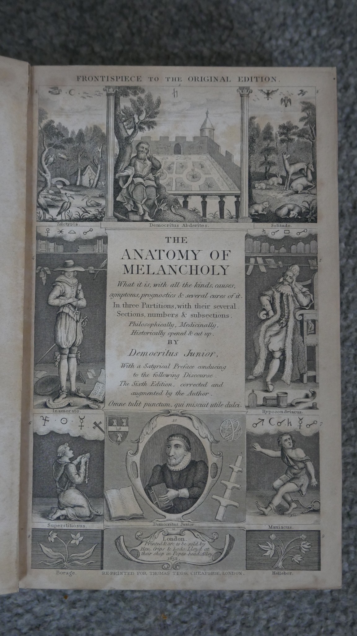 Burton, Robert. The Anatomy of Melancholy. 'What it is, with all the kinds, causes, symptomes, - Image 3 of 5