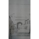 G. B. Mirri- A framed and glazed etching of Porta Settimina. Signed by artist. Label verso. H.35 W.