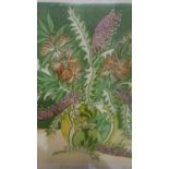 Rosalind Forster- A framed and glazed signed botanical linocut print titled 'Bottlebrush and