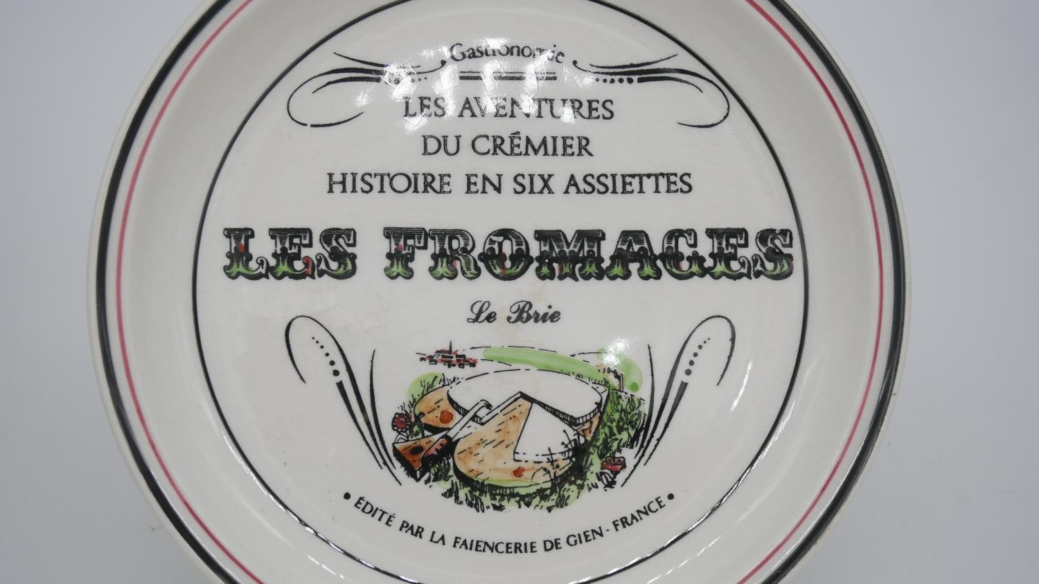 A set of six French faience ceramic cheese plates by Gien. Each plate with a different cheese - Image 5 of 7