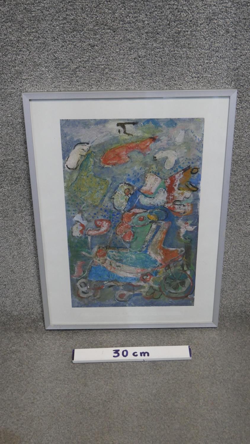 A framed and glazed watercolour, abstract study, inscribed Joan Chapman, Paris 1988 to the - Image 3 of 4