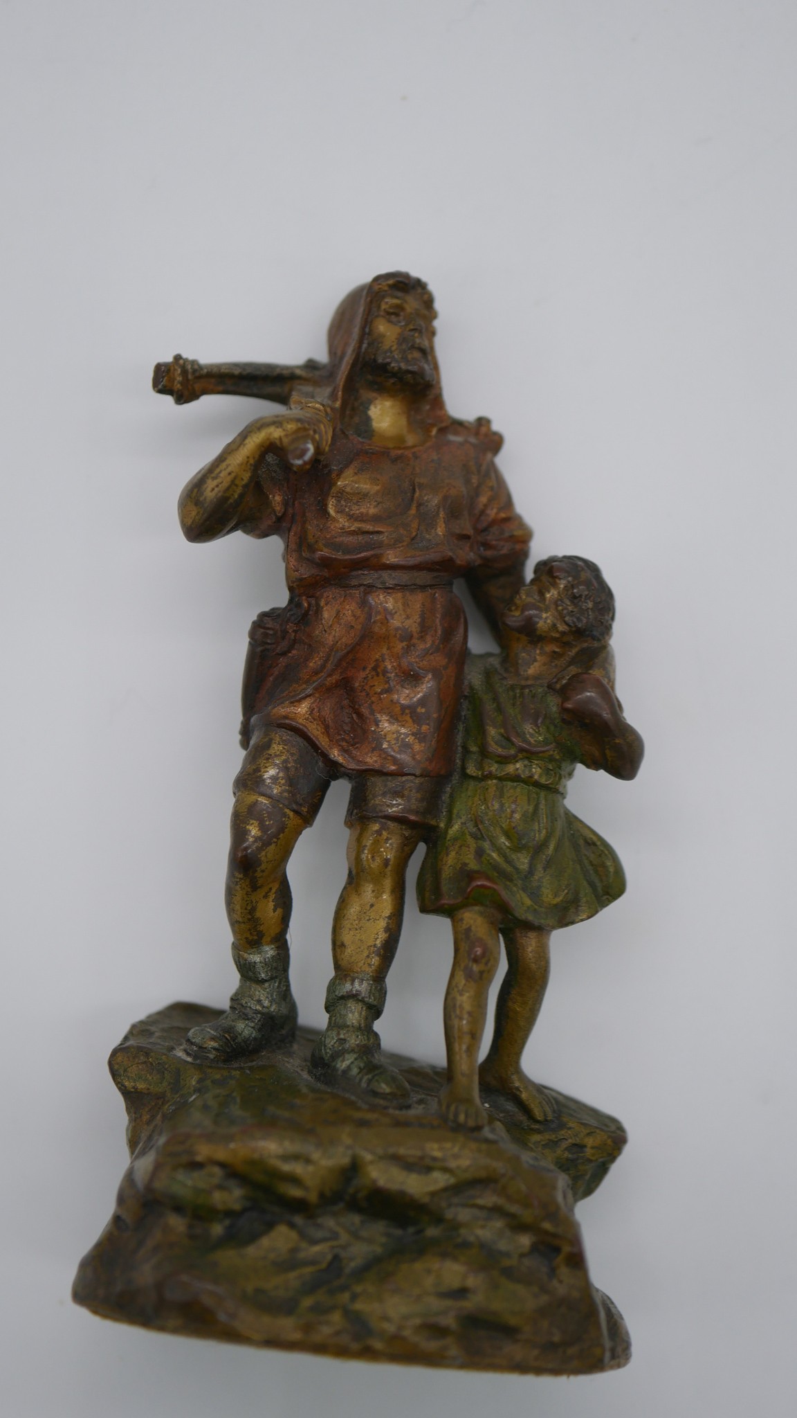 After Richard Kissling- A miniature cold painted bronze of William Tell and his son standing on a - Image 2 of 4