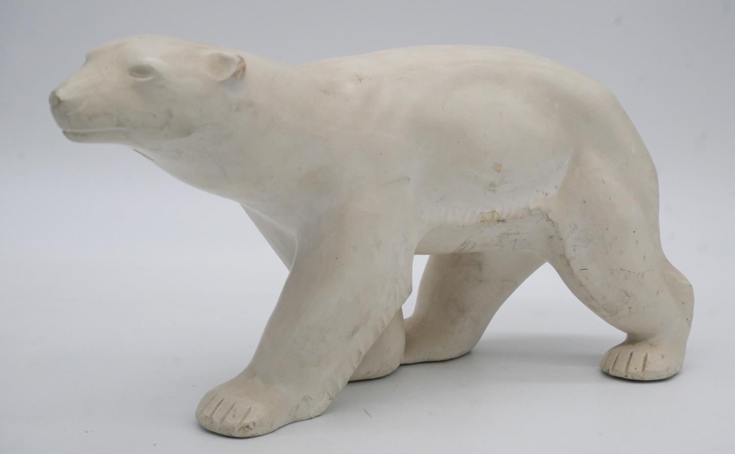 A glazed ceramic cow along with a resin sculpture of a polar bear. H.23cm - Image 7 of 8