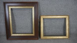 A 19th century oak frame with gilt slip along with a giltwood frame. H72 W60 Largest (H.50 W.40cm