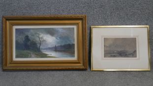 Two early 20th century framed and glazed watercolours. One of a sailing boat on a river,