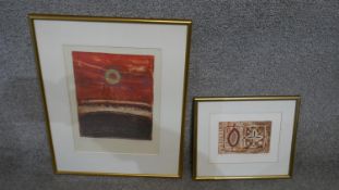 John Winch (1944 - 2007) Two framed and glazed abstract ethcings with aquatint. Signed and titled.