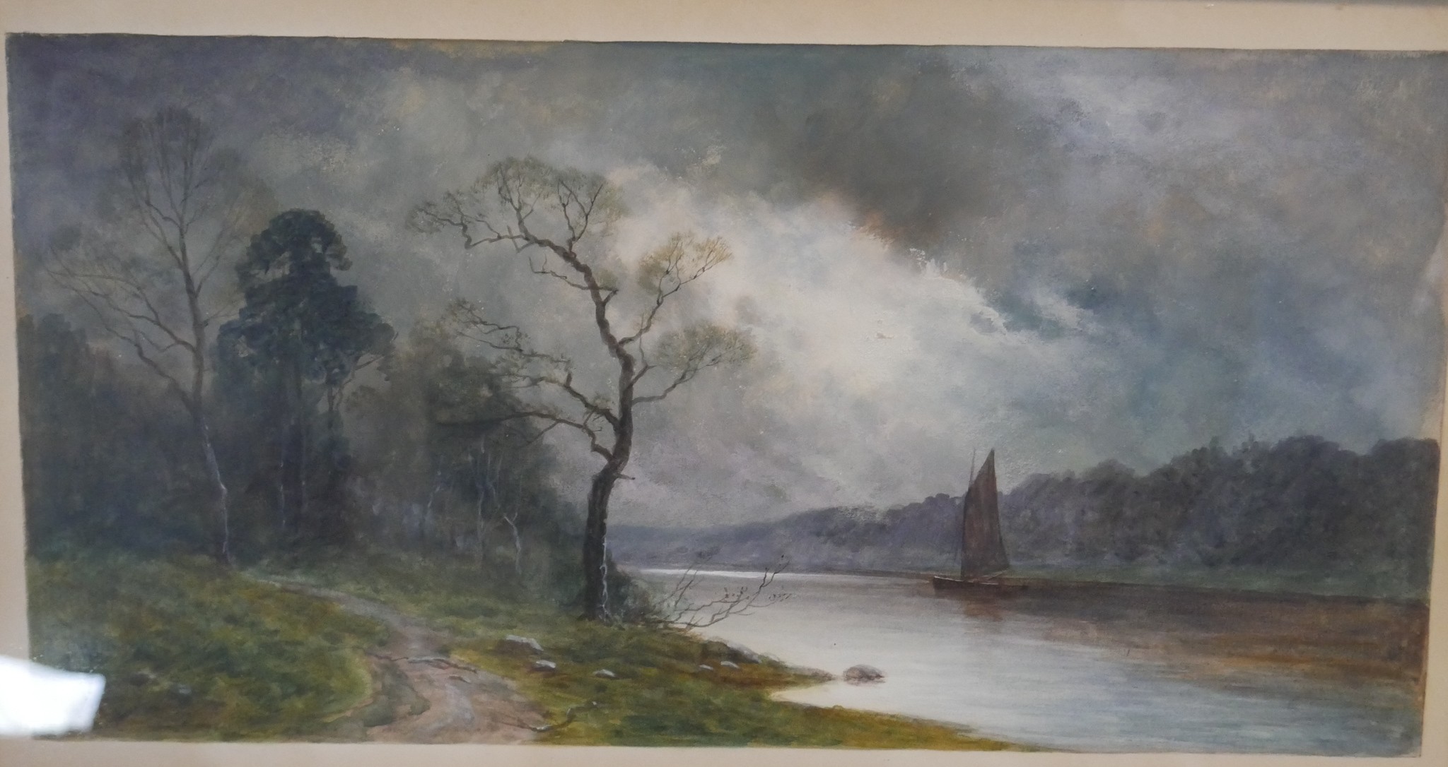 Two early 20th century framed and glazed watercolours. One of a sailing boat on a river, - Image 3 of 5