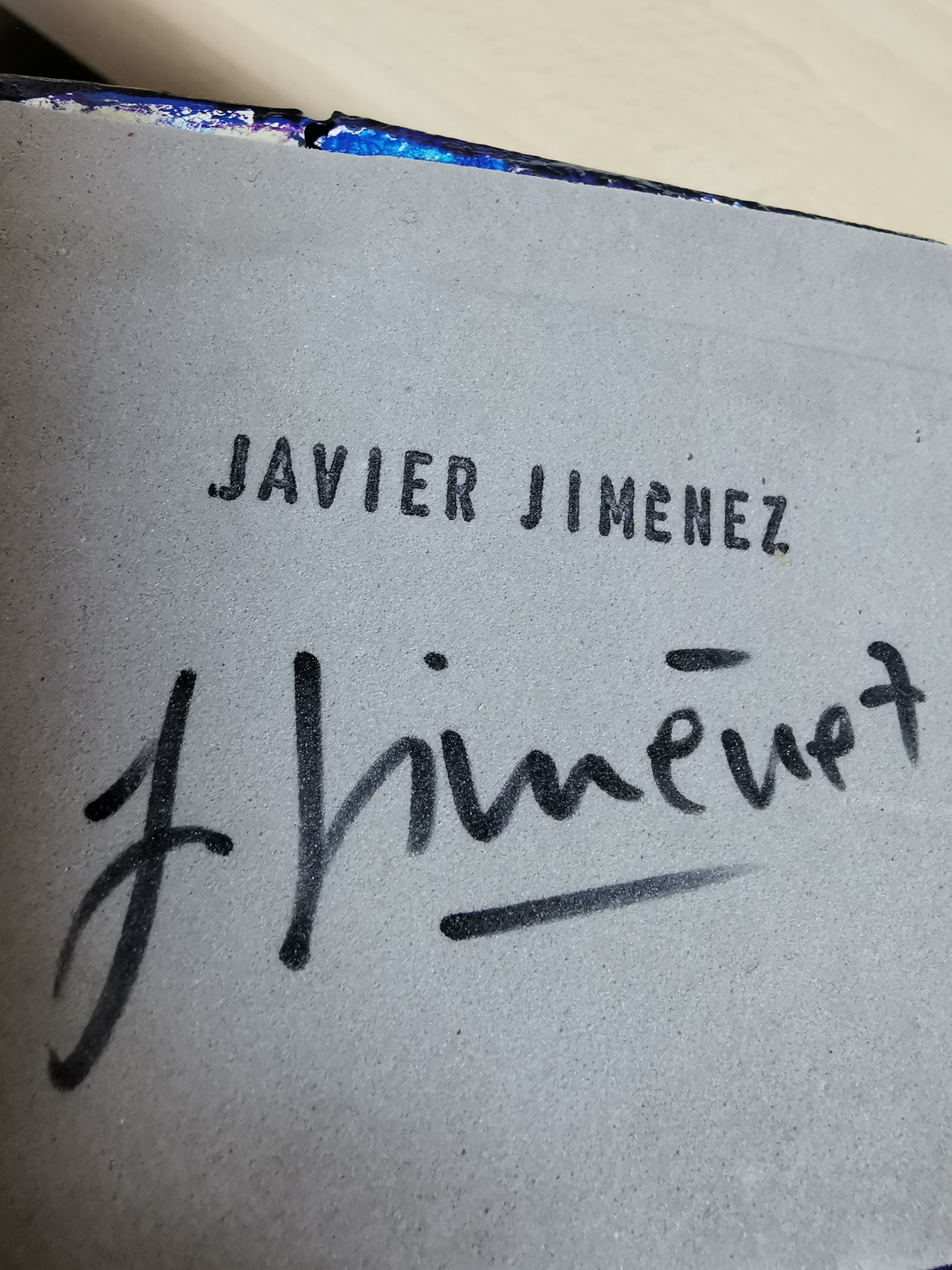 A painted moulded clay mask sculpture on wooden base, signed Javier Jiminez along with a ceramic - Image 7 of 7