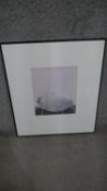A framed and glazed pink and black abstract print. Unsigned. H.58 W.48cm