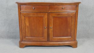 A 19th century style mahogany bow fronted side cabinet. H.90 W.120 D.54cm