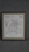 A framed and glazed 19th century map of the borough of Reading. W.57 H.65
