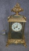 A 19th century french gilt bronze and alabaster mantle clock by Samuel Marti, Paris. It has a