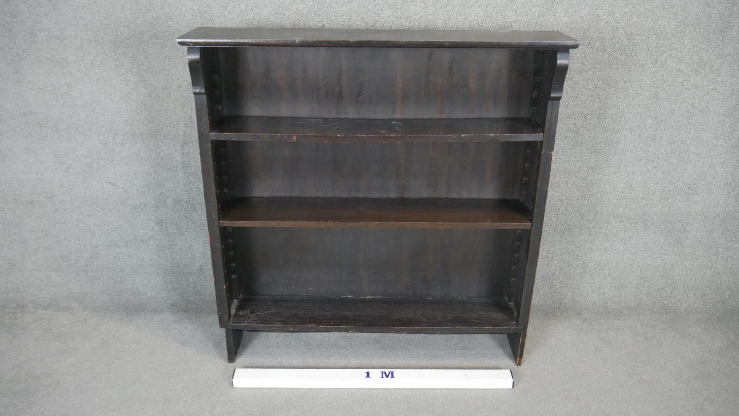 An ebonised open bookcase with adjustable shelves. H.120 W.117 D.26cm - Image 3 of 3