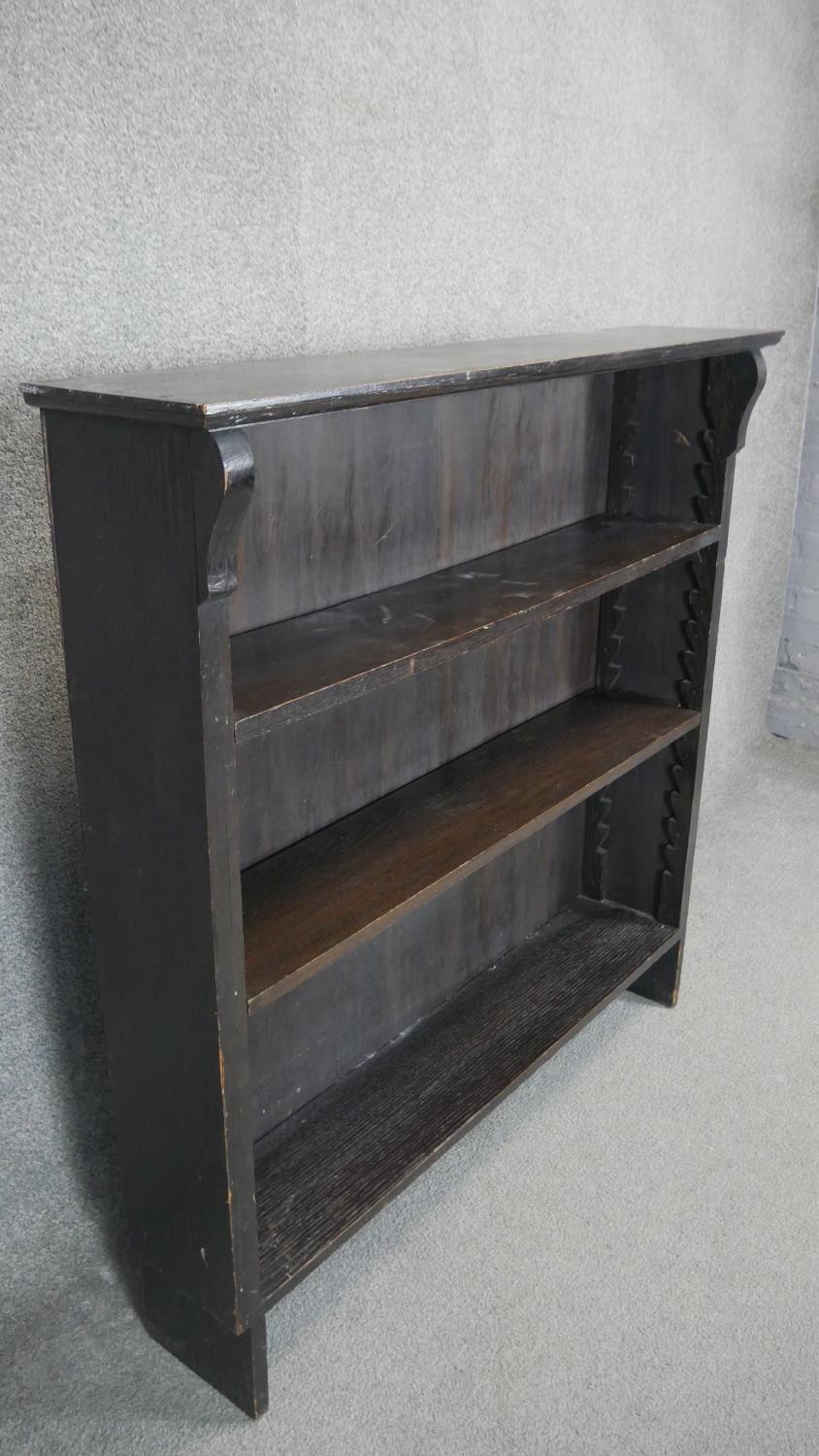 An ebonised open bookcase with adjustable shelves. H.120 W.117 D.26cm - Image 2 of 3