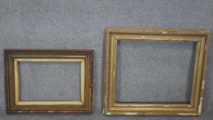 Two 19th century giltwood frames with laurel leaf borders and linear design. Rebate H.32 W.47 and