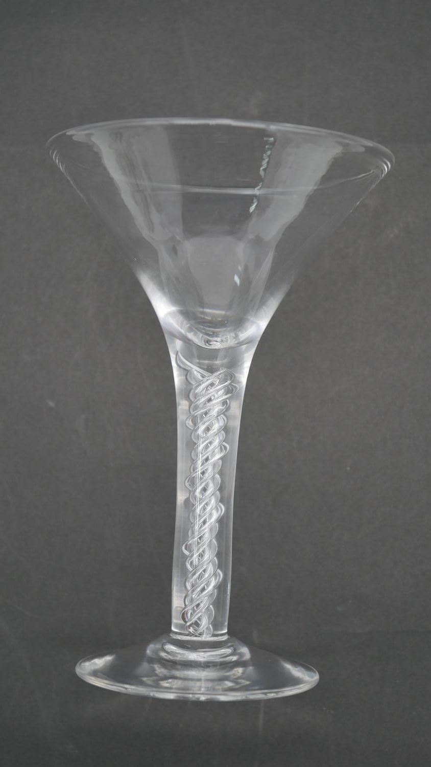 An 18th century air twist stem conical wine glass with drawn trumpet design and circular foot with - Image 4 of 4