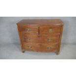 A 19th century mahogany bow fronted chest on shaped bracket feet. h87 w107 d54