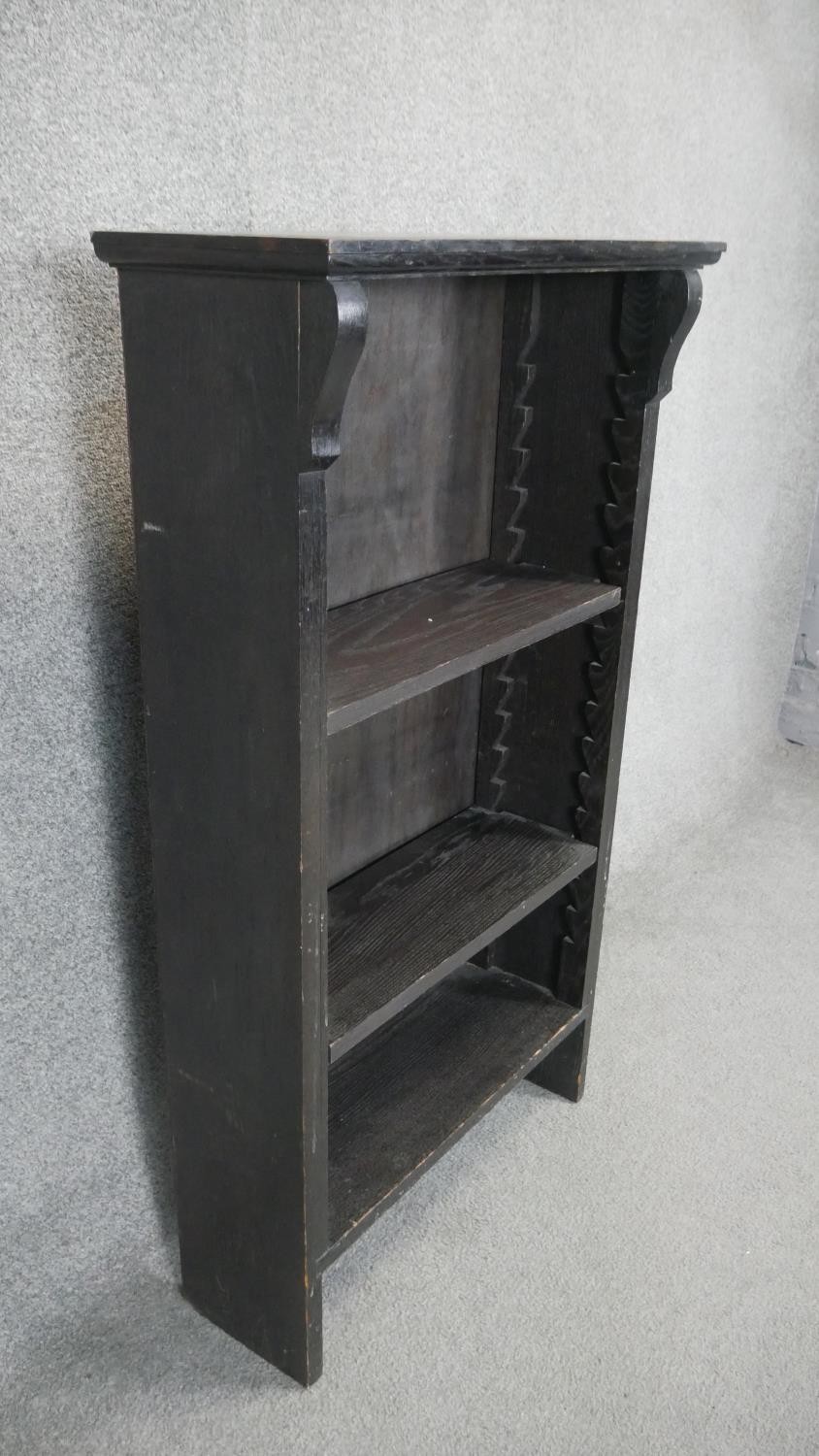 An ebonised open bookcase with adjustable shelves. H.120 W.70 D.26cm - Image 2 of 3