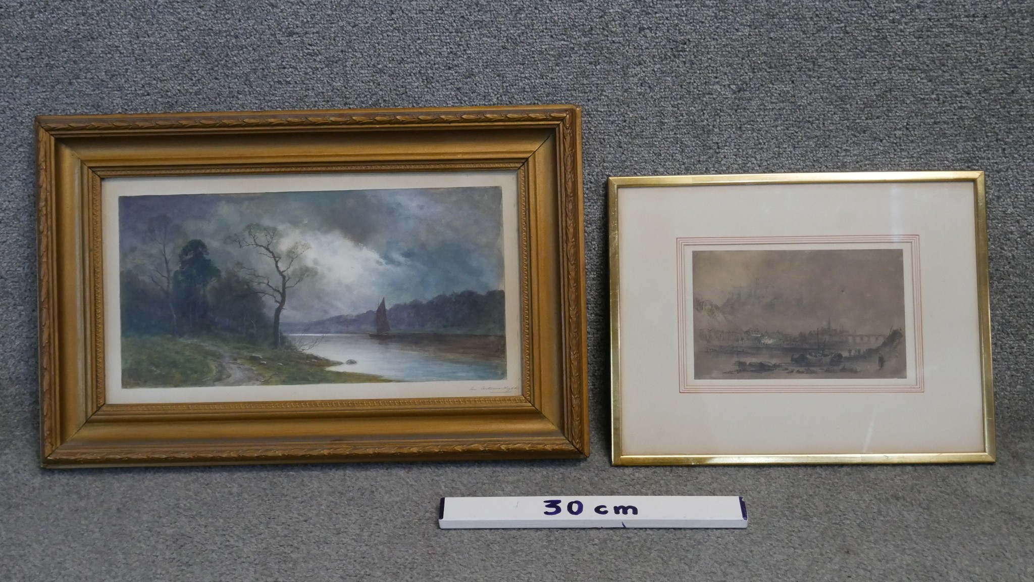 Two early 20th century framed and glazed watercolours. One of a sailing boat on a river, - Image 2 of 5